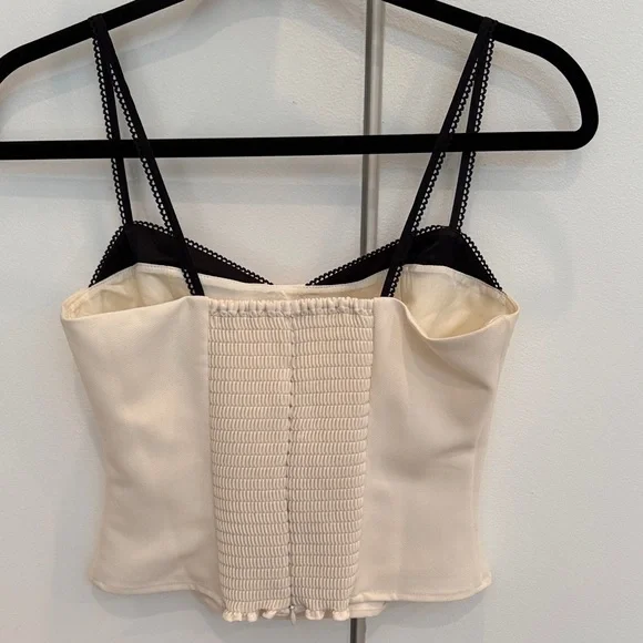 Reformation Cream Bustier Cami with Black Trim - Picture 2 of 4